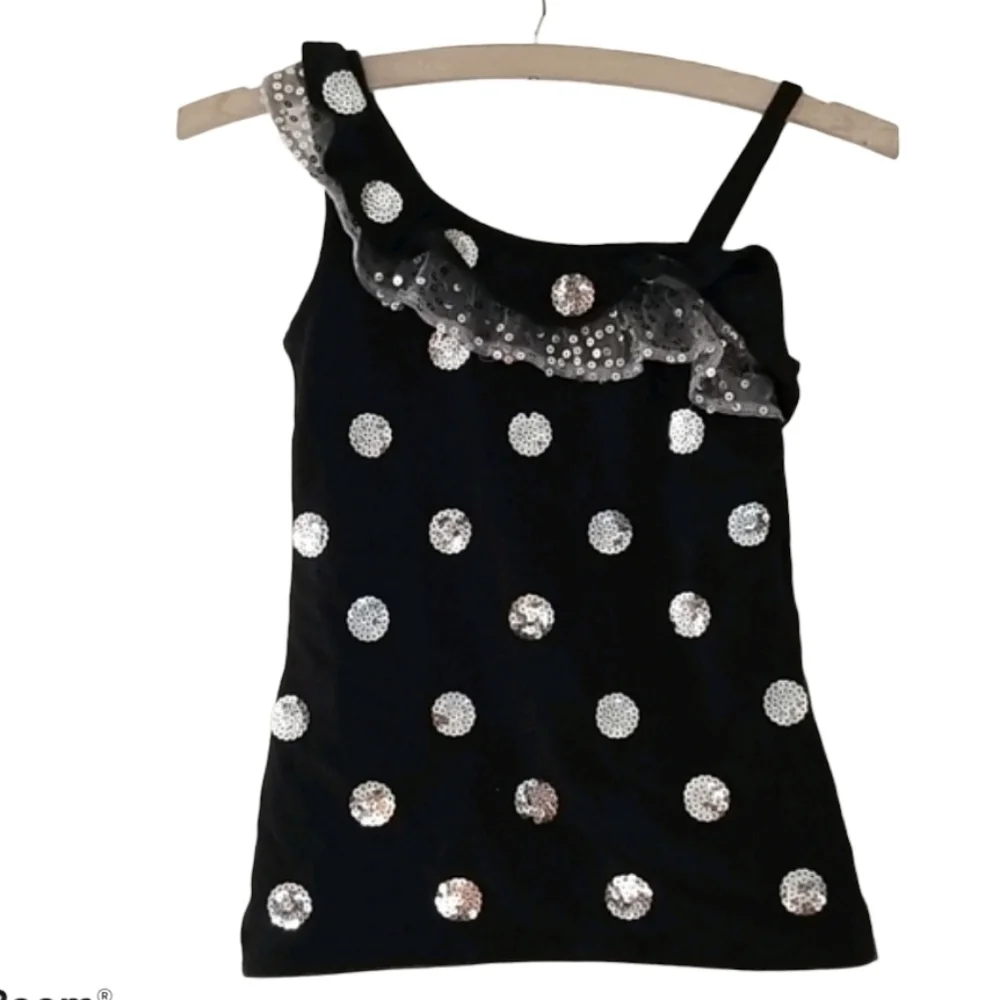 Justice Brand Girls Top Black & Silver sequins